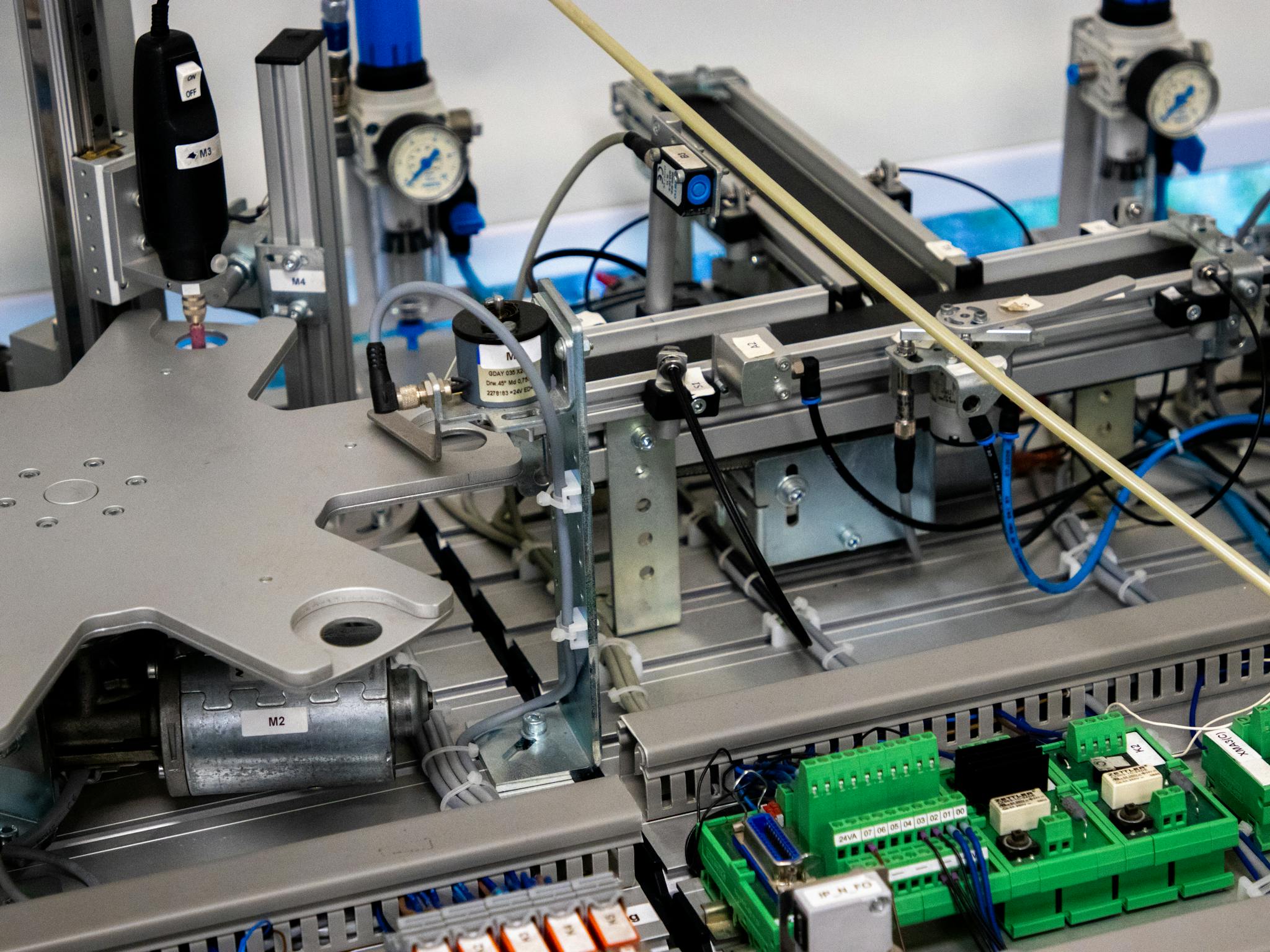 Close-up of advanced machinery showcasing robotic automation and precision engineering.